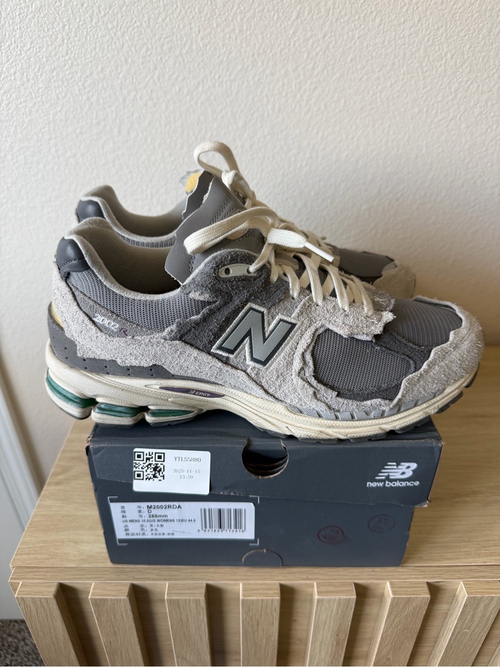New Balance Men's Grey and Cream 2002R Suede Mesh Sneaker - Picture 4 of 5